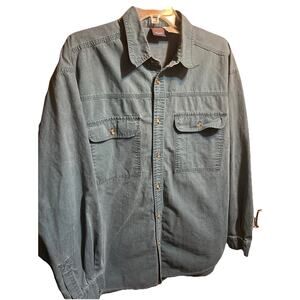 Vintage Saugatuck Dry Good XL Shirt Blue Canvas Long Sleeve Button Up Cotton Men